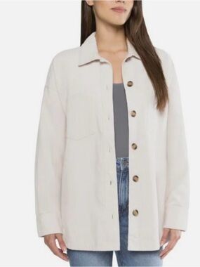 Matty M Cream Corduroy Button-Front Shirt Jacket